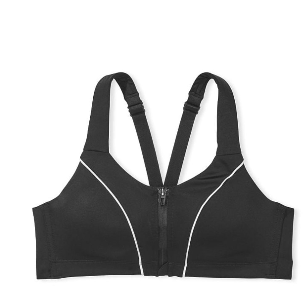 VS Knockout Front-Close Sports Bra 32C Piping‎ Black